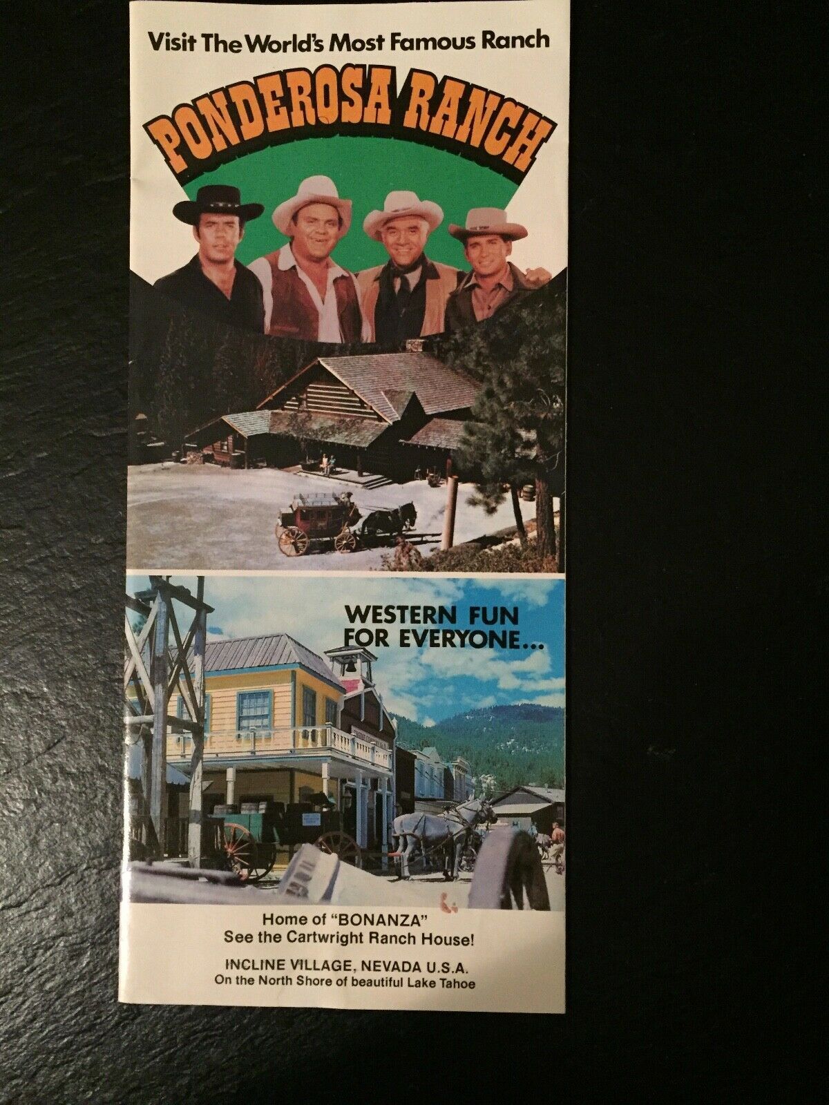 Vintage Ponderosa Ranch Tour Fold Out Brochure Map Nevada Amusement Parks