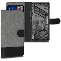wallet case compatible with lg g8x thinq - fabric faux leather cover with card s - $17.99