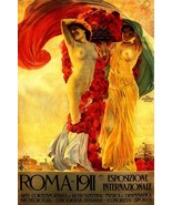 ITALY GIRLS ROME 1911 EXHIBITION WOMAN ITALIA VINTAGE POSTER REPRO 12&quot; X... - $9.90