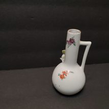 Vintage Porcelain Bud Vase, Hand Painted with Applied Flowers, 4" German Pottery image 2