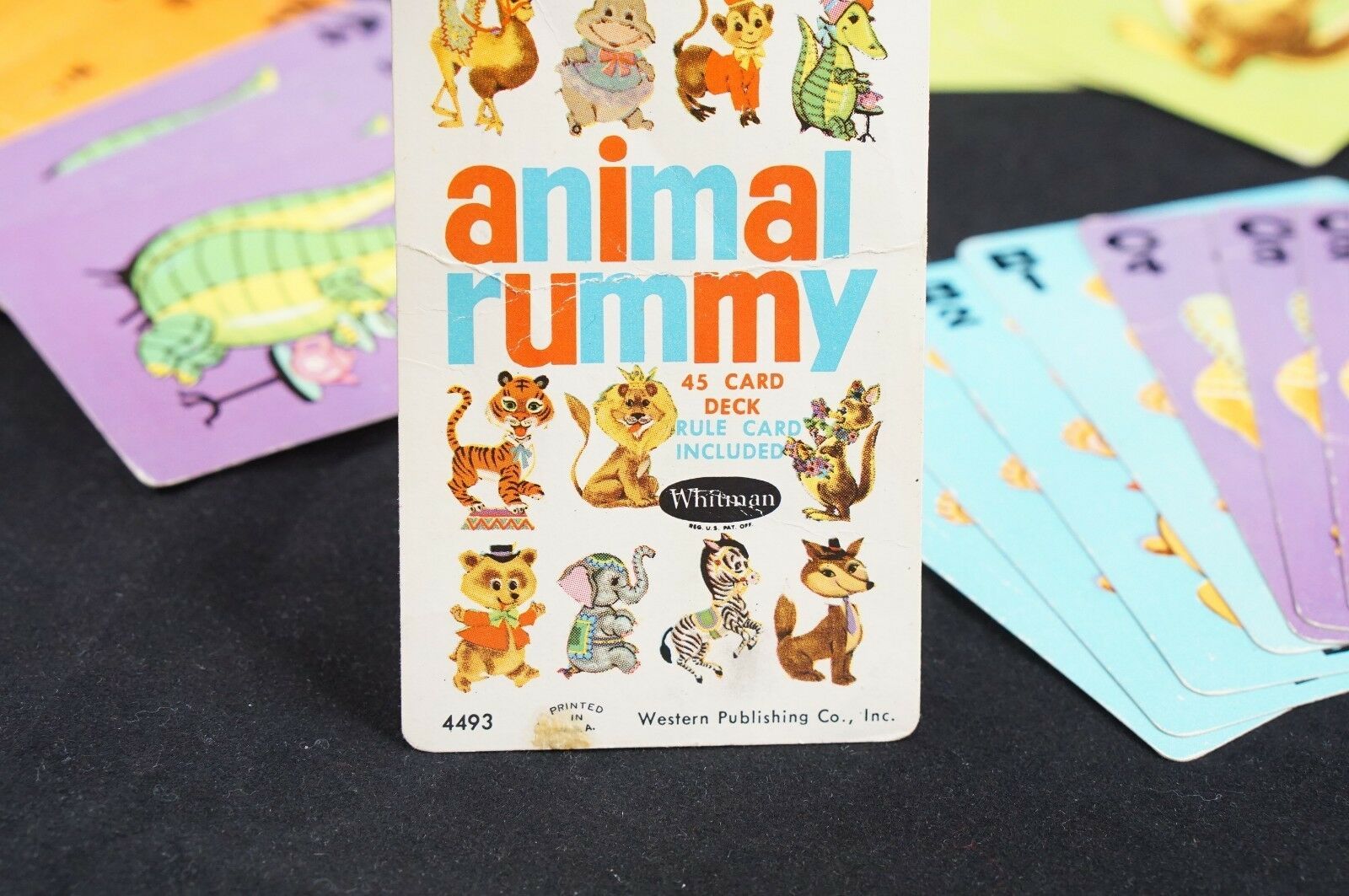 Vintage Whitman Co #4493 Animal Rummy Card Game Complete With Box ...
