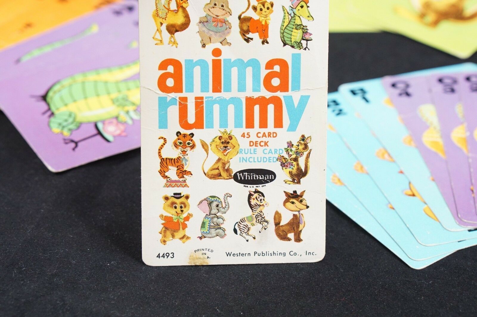 Vintage Whitman Co 4493 Animal Rummy Card Game Complete With Box