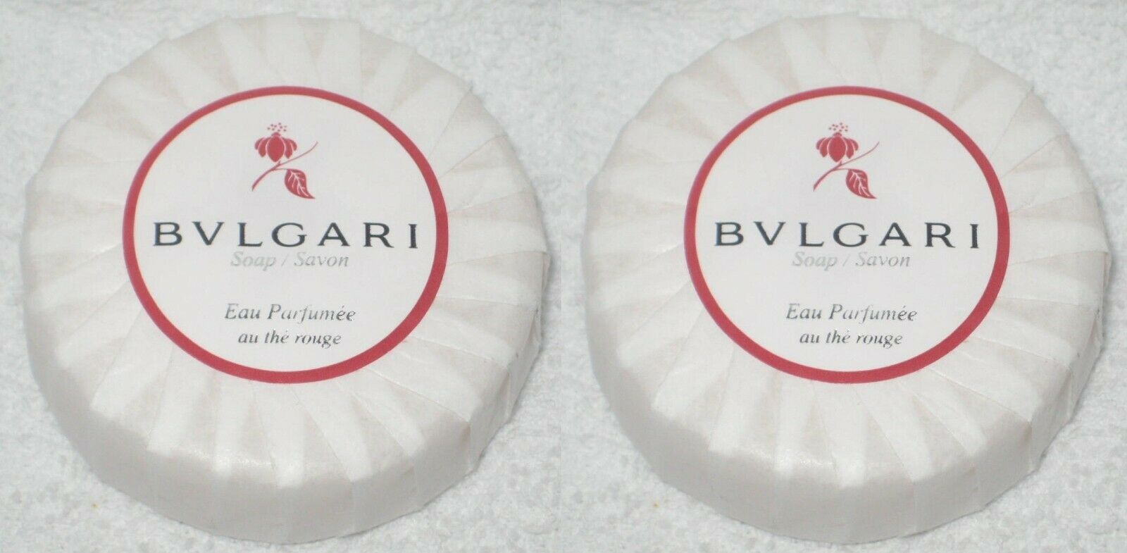 2 x Bulgari Au The Rouge Red Tea Soap - 1.76 oz/50 g each - 3.52 oz/100 g TOTAL