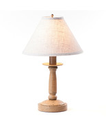 BEDSIDE TABLE LAMP &amp; Ivory Fabric Shade - Primitive Distressed Pearwood ... - $198.45