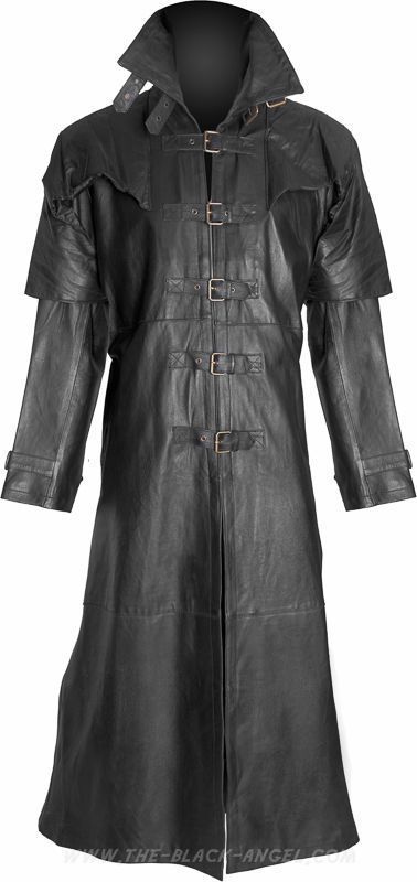 Image of MEN LEATHER COAT WINTER LONG LEATHER COAT GENUINE REAL LEATHER TRENCH COAT-UK15