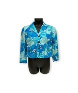Tommy Hilfiger Blue Tropical Floral Jacket Flowers Vacation size Medium ... - $15.00