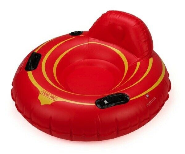 Red 44in Premium River Tube with Backrest & Floor, 2 Large Support Handles, Fun