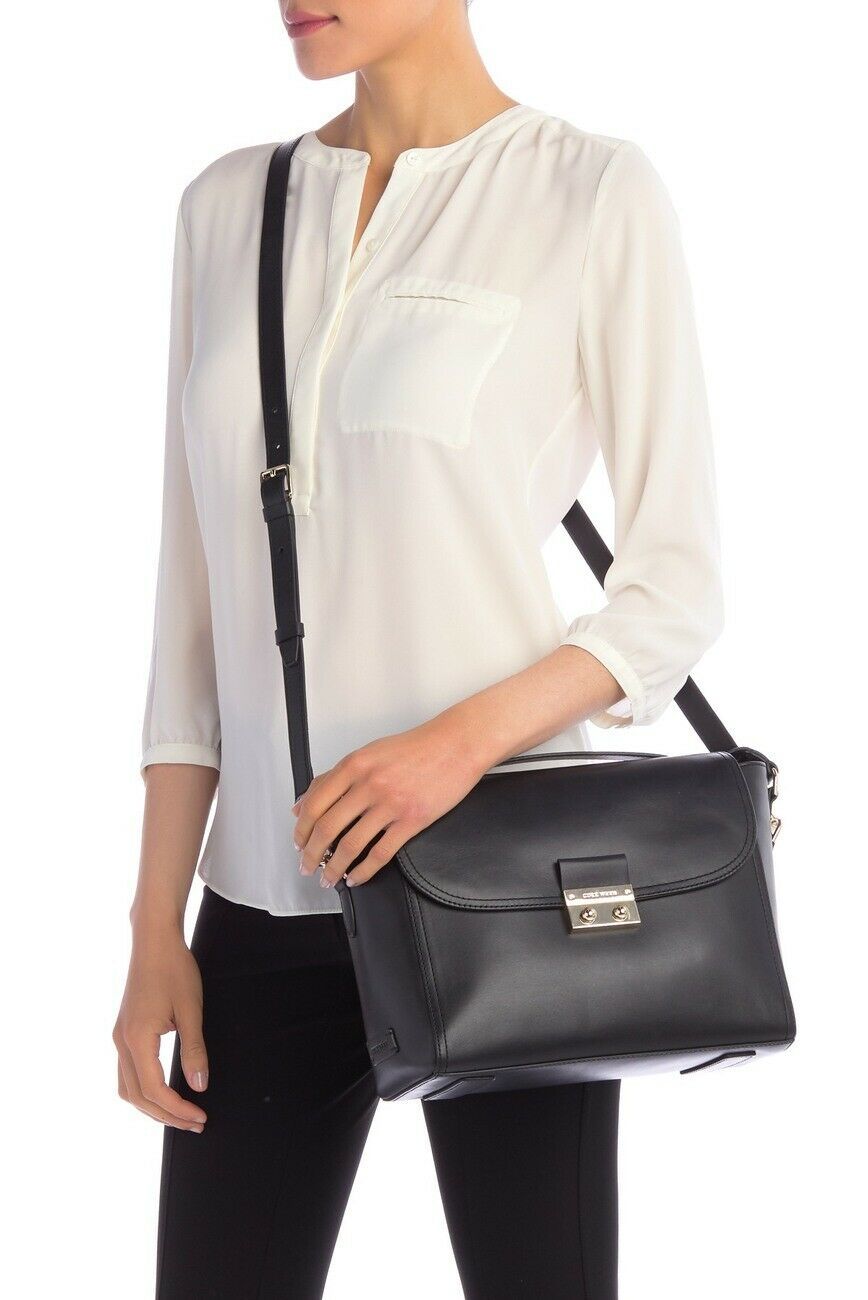 cole haan lock group leather tote bag