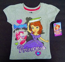 Sofia The First Princess Disney Gray Tee T-Shirt Nwt Toddler's Size 2T - $6.83