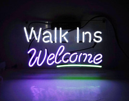 Handmade &#39;Walk Ins Welcome&#39; Room Decor Art Light Neon Sign 14&quot;x7&quot; - $69.00
