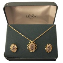 Lenox Petite Fleur Sapphire Necklace & Pierced Earrings Gift Set - NEW In Box - $44.55