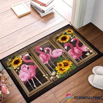 Flamingos With Sunflowers Non-Slip Rubber Backing Doormat CP - $29.95