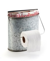 Magazine Rack Toilet Paper Roll Holder Galvanized Metal Grey 9.8" High Camping image 1