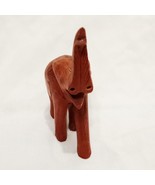 Elephant Wood Trunk up Hand Carved Vintage No Tusks 5&quot; Brown - $15.89
