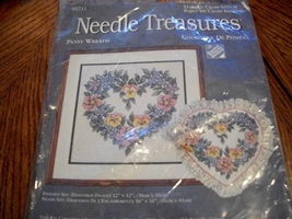 Needle Treasures Pansy Wreath Stamped Cross Stitch Kit 05711 - $45.00