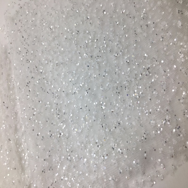 5YDS - SPARKLING OFF-WHITE GLITTER SEQUINS MESH TULLE FABRIC WIDTH 52 ...