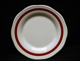 Vintage Pyroceram by Corning Restaurant Ware Bread & Butter Plate White & Maroon - $9.89