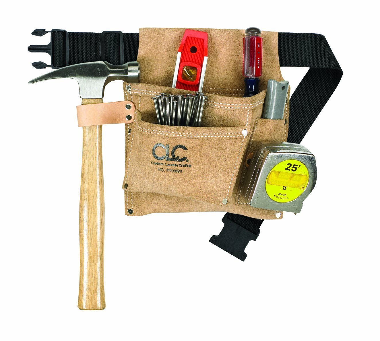 CLC IP489X 3 Pocket Suede Tool Bag with Poly  Belt With Belt 3 Pocket Bags, Belts & Pouches