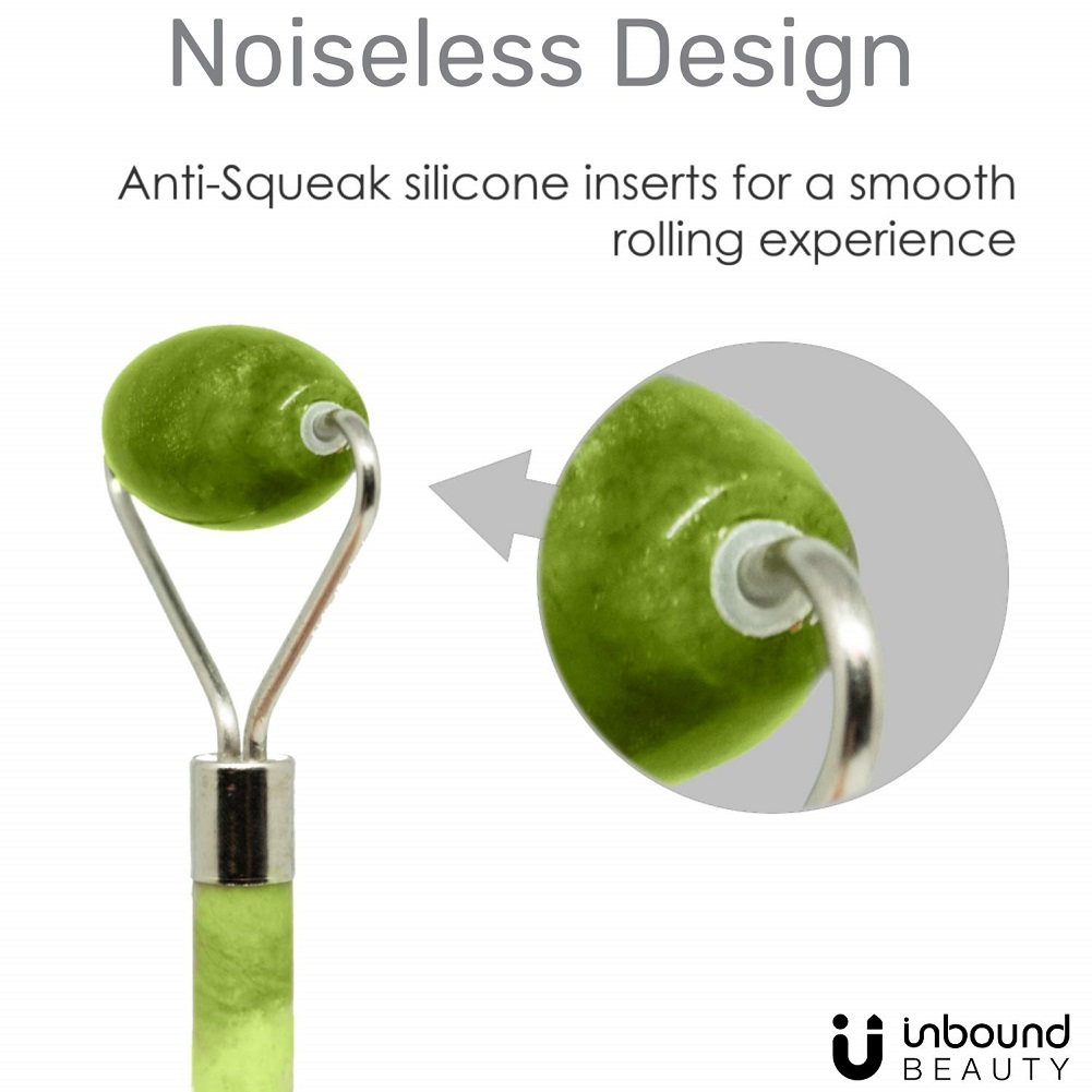 Noiseless Jade Roller for Face by Inbound Beauty - 100% Natural Jade Massager
