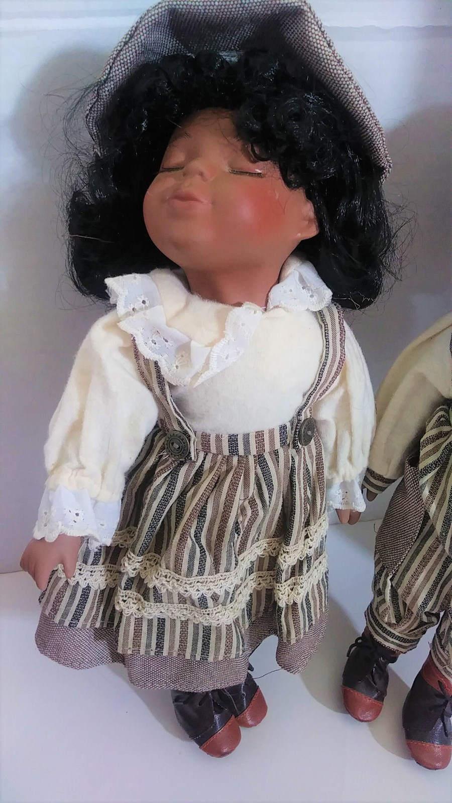 Vintage Pair of African American Porcelain Dolls Boy Girl Sunday Best