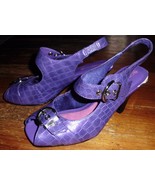 GRETA Pumps Sz 7W Women&#39;s Purple Slingback Peep Toe High Heel Sandals Shoes - $19.79