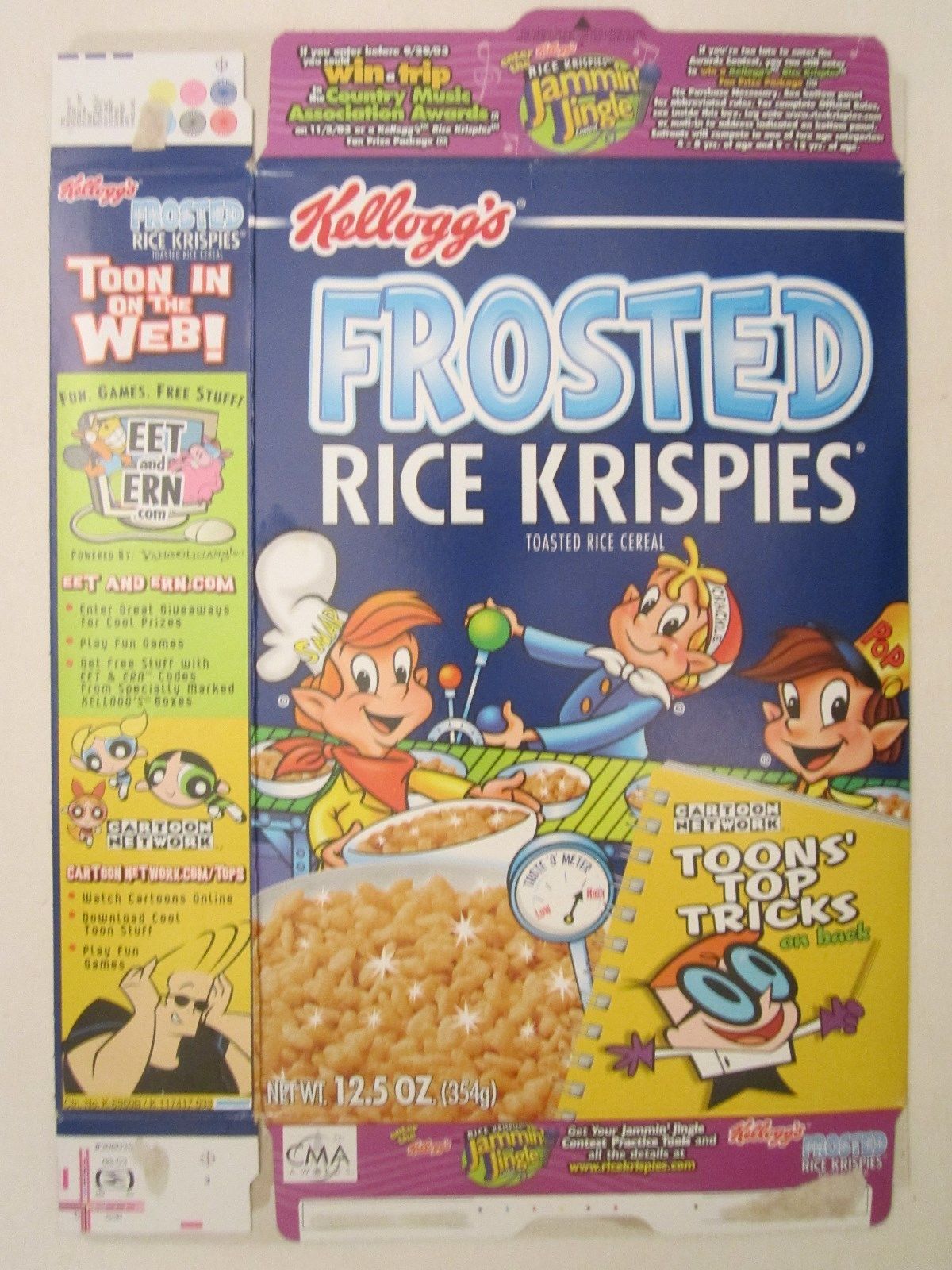 Kelloggs Cereal Box 2003 Frosted Rice Krispies 12.5 Oz Toons' Top 