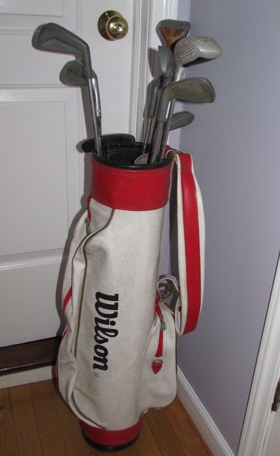 9 Golf Clubs With Wilson Carry Bag Bernhard Langer, Northwestern, Sam