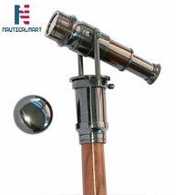 Brass Walking Cane Vintage Walking Stick Folding Spy Telescope wooden Stick