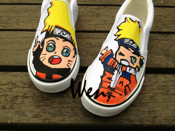 Converse/casual Shoes For Man Woman/wen - Wen naruto anime design custom slip on shoes hand painted canvas sneakers