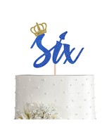 Prince 6Th Birthday Cake Topper Royal Blue Glitter Boy 6 Years Birthda - $19.99