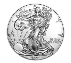 2021 American Silver Eagle .999 Fine Silver with Our Certificate of Authenticity - $49.99