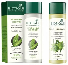 Biotique Morning Nectar, 190ml And Bhringraj Fresh Growth Therapeutic Oil, 120ml - $25.28