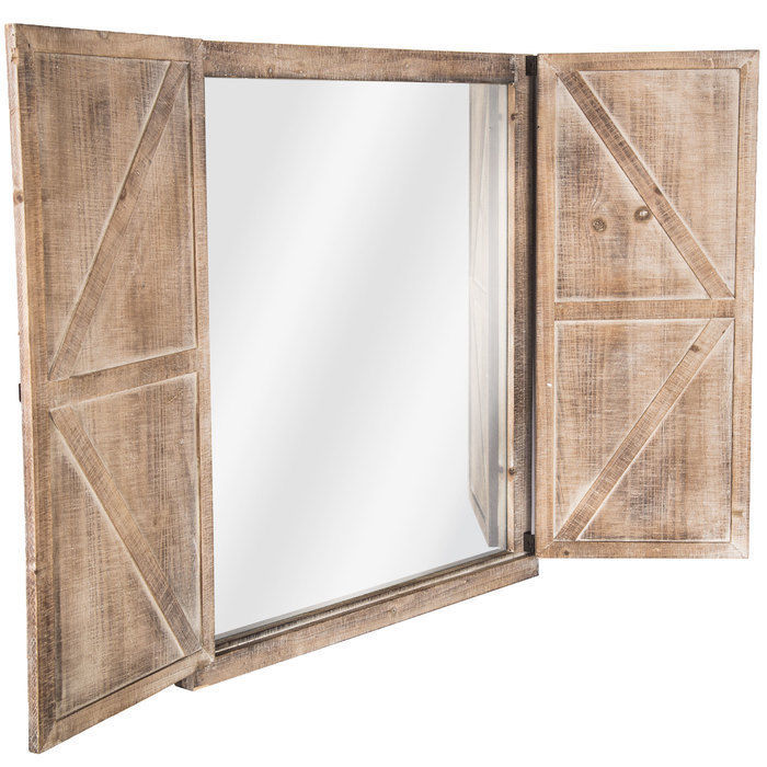 Large Country Wood Wall Mirror Farmhouse Barn Door Bathroom Bedroom Vanity Piece Mirrors