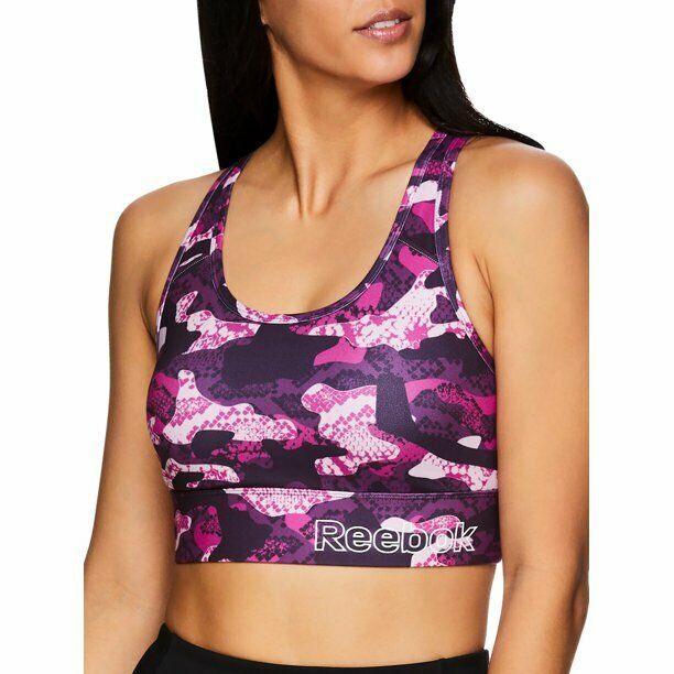 Reebok Women's Essential Print Sports Bra with Back Pocket and Removable Cups, S