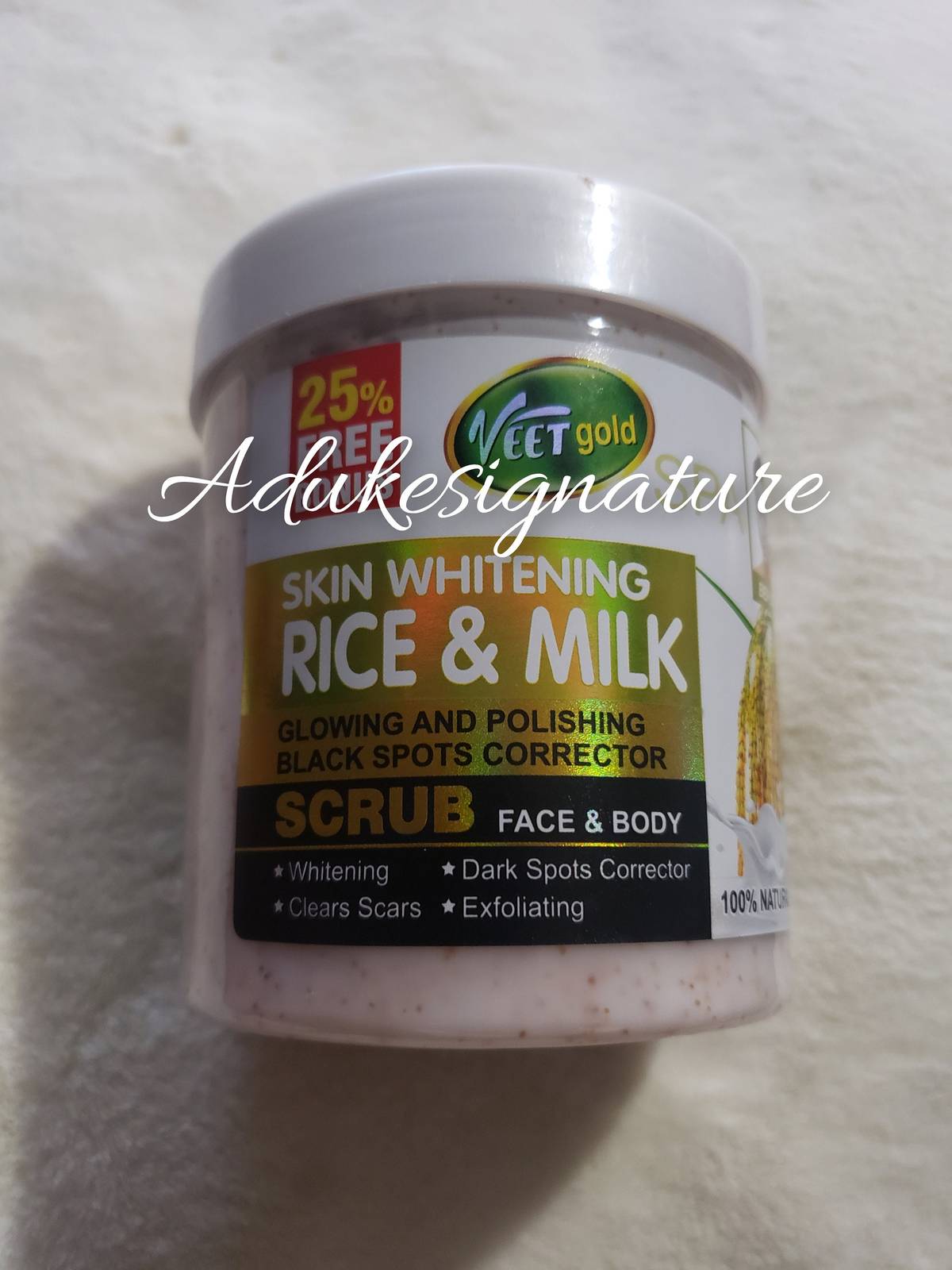 Veet gold skin whitening rice and milk black spots corrector face and body scrub