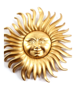 Vintage Signed MONET Large Gold Tone Sun Face Sunburst Statement Pin Brooch - $32.67
