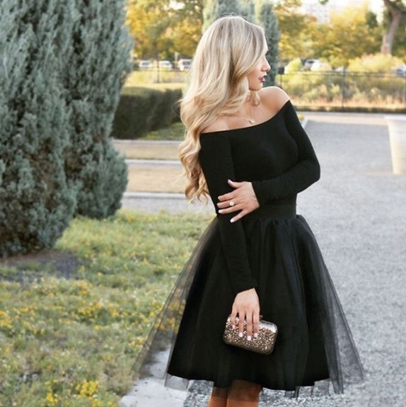 New black luxurious 6-layer tulle women knee length skirt tutu midi full circle