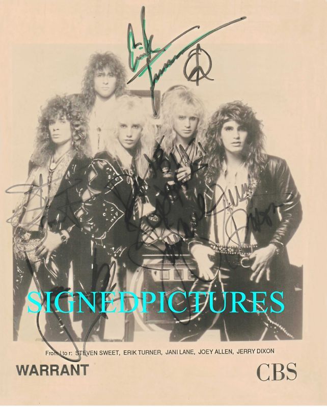 WARRANT GROUP BAND SIGNED AUTOGRAPHED AUTOGRAM 8x10 RP PROMO PHOTO JANI