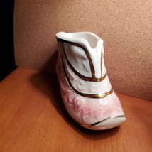 Ceramic Shoe Planter, Vintage Chinoiserie Pottery Boot Plant Pot with Gold Trim image 2