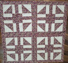 floral pattern throw, baby or lap quilt top  - $36.00