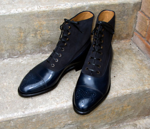Balmoral Ankle Boots, Handmade, Suede Leather, Cap Toe, Lace Up ...