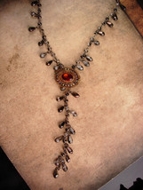 FABULOUS Antique Brooch necklace - Austria glass tassel  Flapper necklac... - $165.00