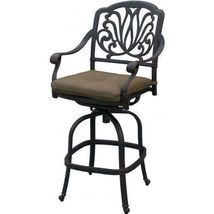Patio bar stools set of 6 Elisabeth cast aluminum outdoor barstool Bronze image 4