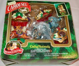 Mr. Christmas Circus Animals Carousel Ornaments ~Moving ~ Lights Tiger Elephant - $32.71