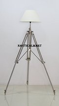 DESIGNER TRIPOD FLOOR LAMP STAND IN CHROME FINISH WITH WHITE SHADE FOR DRAWING R