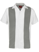 Men's Premium Retro Classic Two Tone Guayabera Bowling Casual Dress Shirt image 5