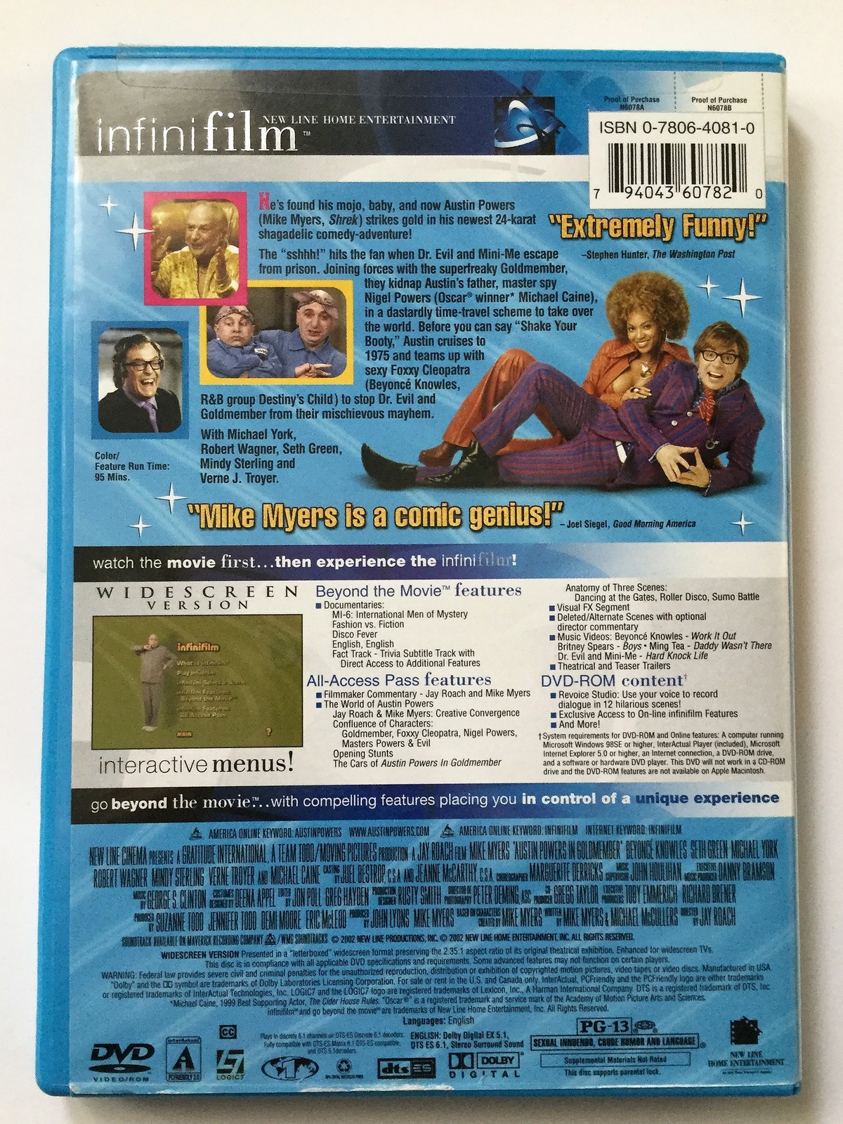 Austin Powers GOLDMEMBER Mike Myers Beyonce Michael Caine DVD (WS) 2002 ...