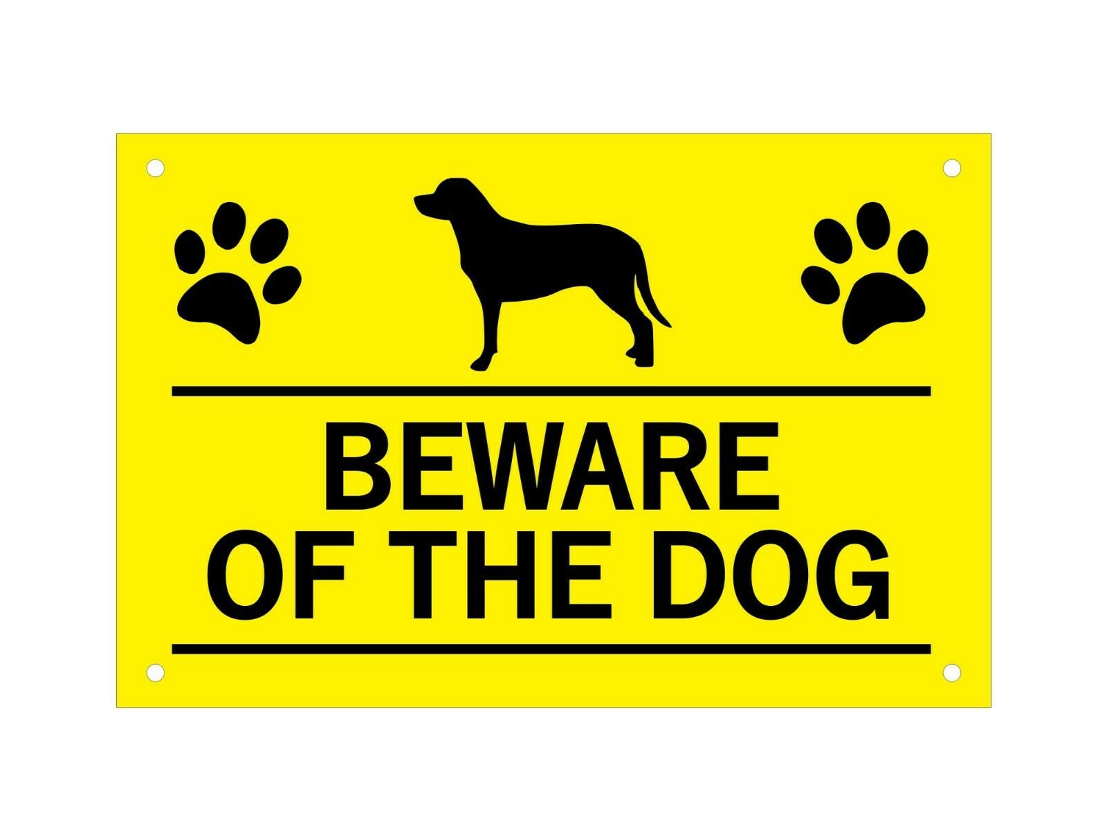 Beware Of The Dog / Dogs Notice, Warning - Yellow/Black Acrylic Sign ...