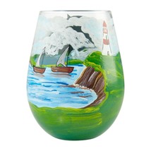 Lolita Beach Chair Wine Glass Stemless 20 oz Giftbox Collectible Blue Green image 2