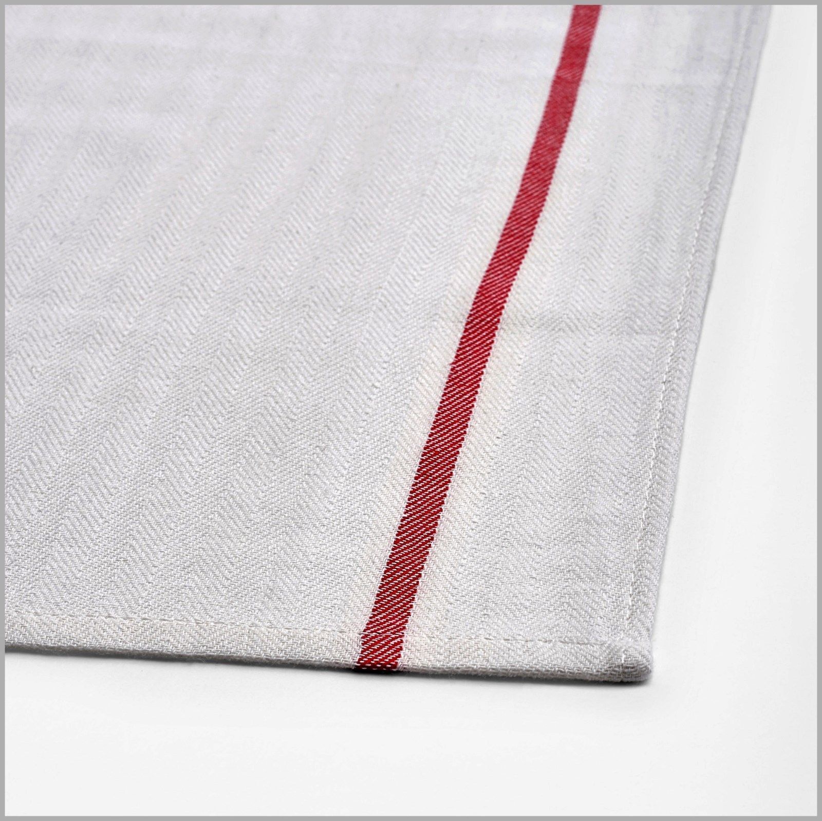 White w/Red Stripe Chef's Dish Towels 20x26" Herringbone 6pcs NEW 100% Cotton 